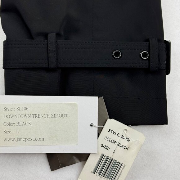 Jane Post Women's Black Downtown Trench Coat Size L With Zip-out Liner NWT $495 - Picture 10 of 15